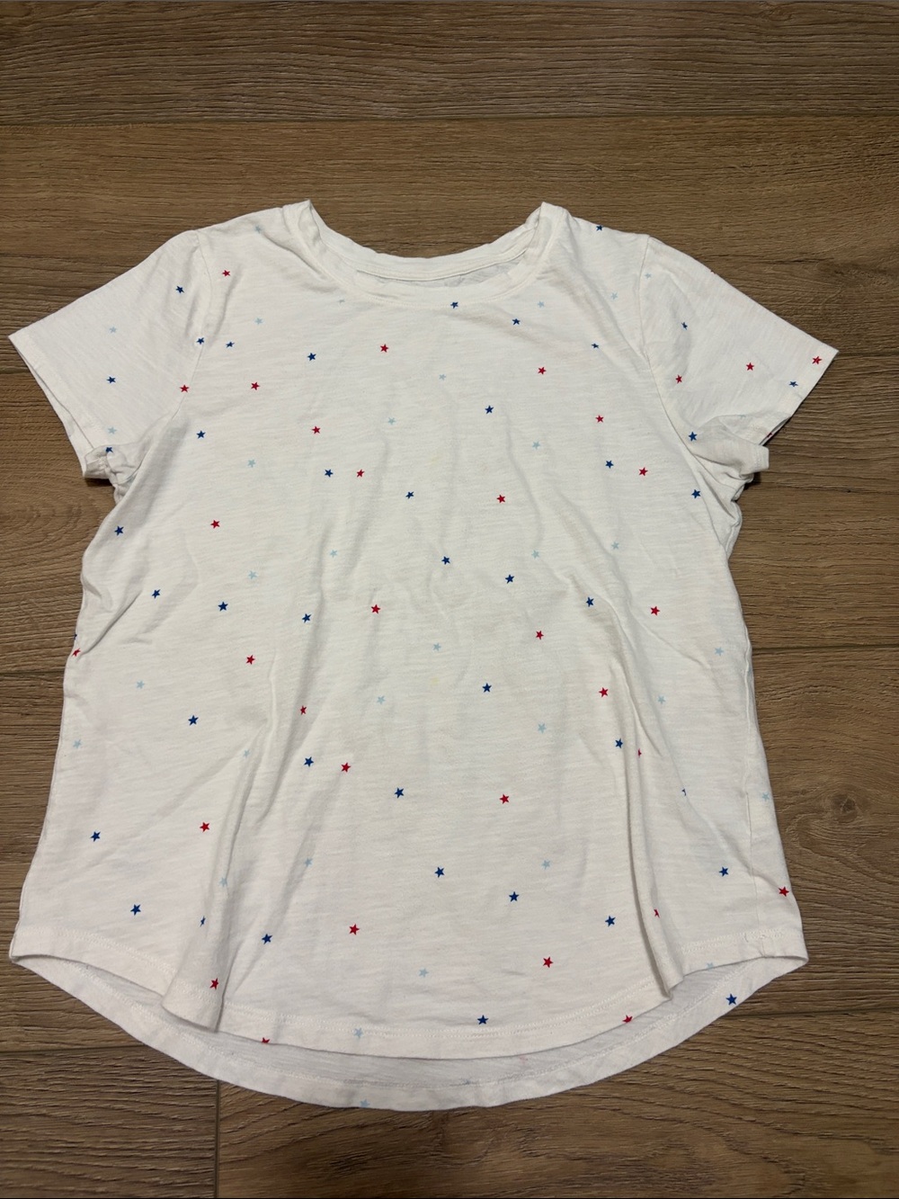SMALL Old Navy White Short Sleeve Tee with Red & Blue Star Print